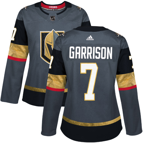 Adidas Vegas Golden Knights #7 Jason Garrison Grey Home Authentic Women Stitched NHL Jersey->women nhl jersey->Women Jersey